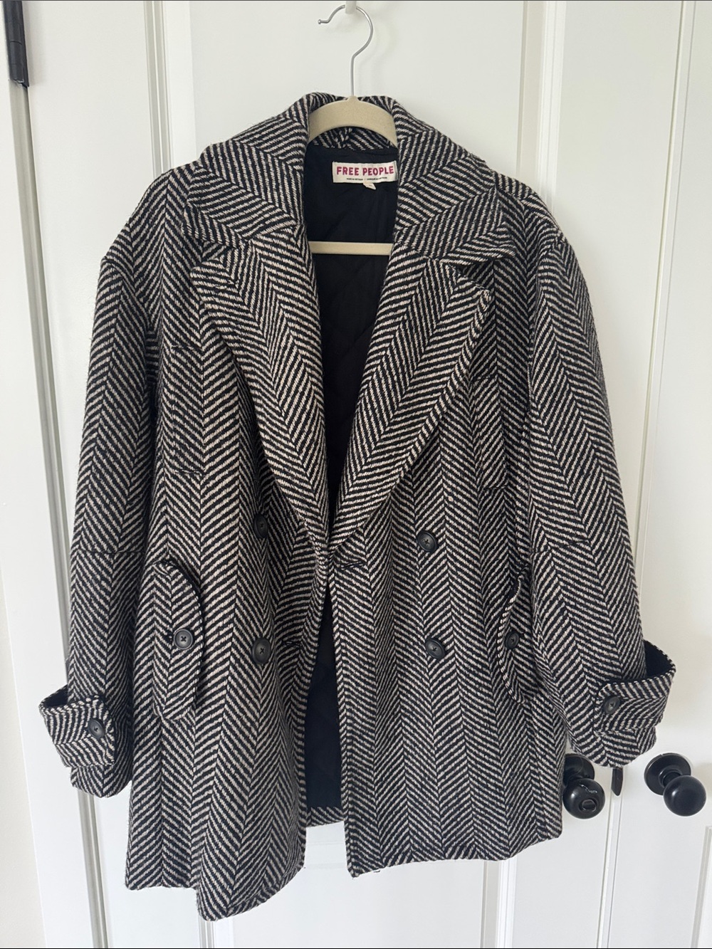 Free People Ari Wool Herringbone Peacoat